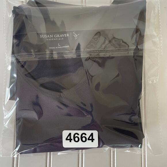 Susan Graver Size L V Neck navy blue blouse - Picture 10 of 10